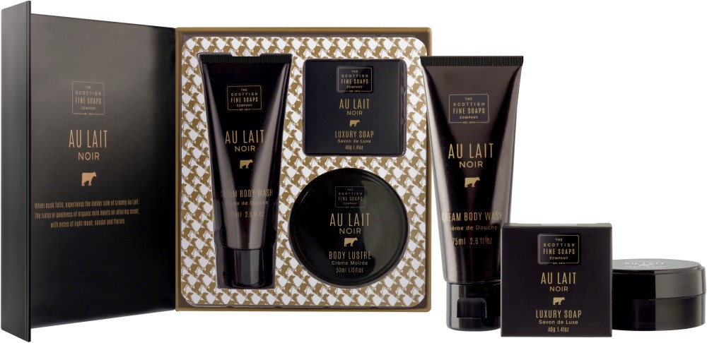 Scottish Fine Soaps Au Lait Noir Body Care Gift Set -        "Au Lait Noir" - 