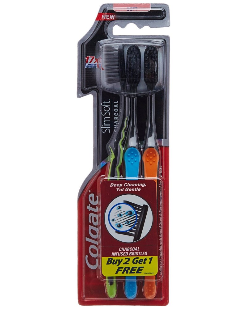 Colgate Slim Soft Charcoal -       - 2 + 1  - 