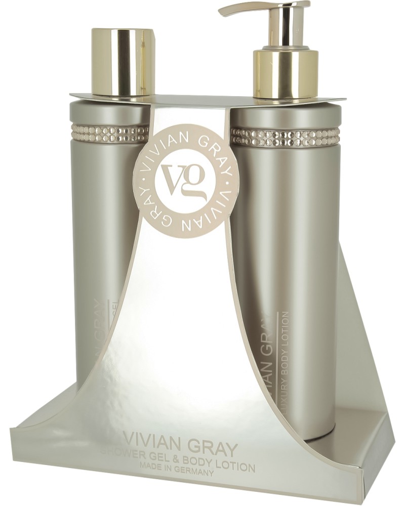 Подаръчен комплект Vivian Gray Brown Crystals - Душ гел и лосион за тяло от серията Brown Crystals - продукт
