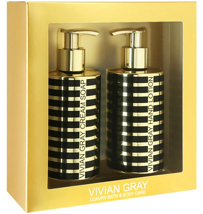 Vivian Gray Golden Stripes Cream Soap & Hand Lotion Set -       - 