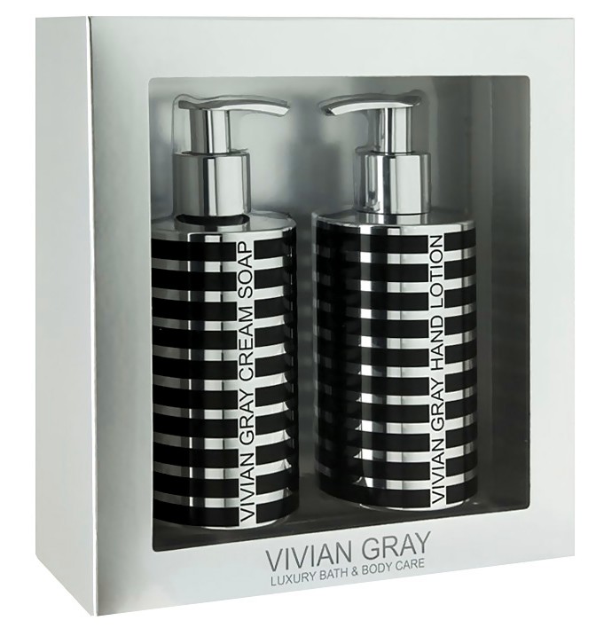 Vivian Gray Silver Stripes Cream Soap & Hand Lotion Set -       - 