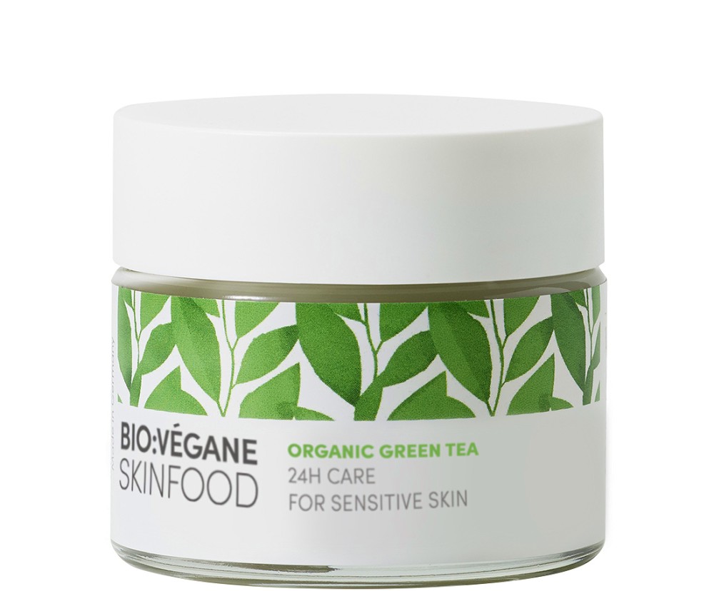 Bio:Vegane Skinfood Organic Green Tea 24H Care - Крем за лице за чувствителна кожа от серията "Organic Green Tea" - крем