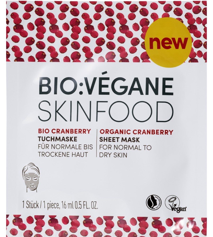 Bio:Vegane Skinfood Organic Cranberry Sheet Mask -       "Organic Cranberry" - 