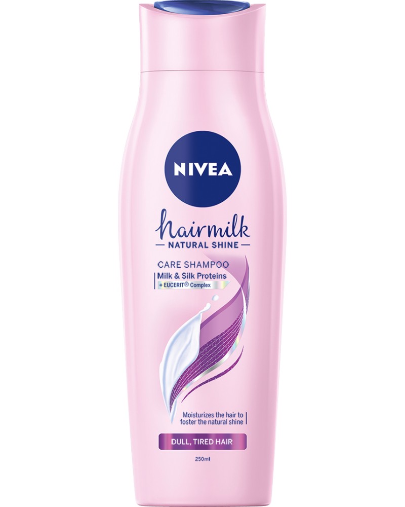 Nivea Hairmilk Natural Shine Care Shampoo - Шампоан с млечни и копринени протеини за блясък - шампоан