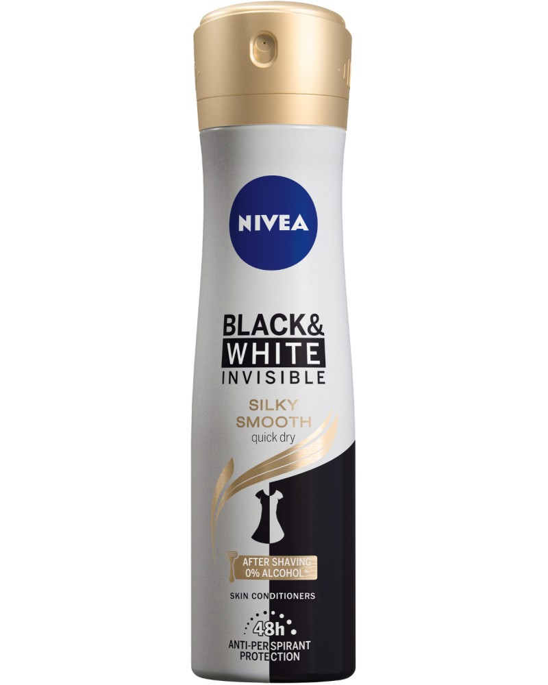 Nivea Black & White Silky Smooth Anti-Perspirant - Дамски дезодорант против изпотяване от серията Black & White - дезодорант