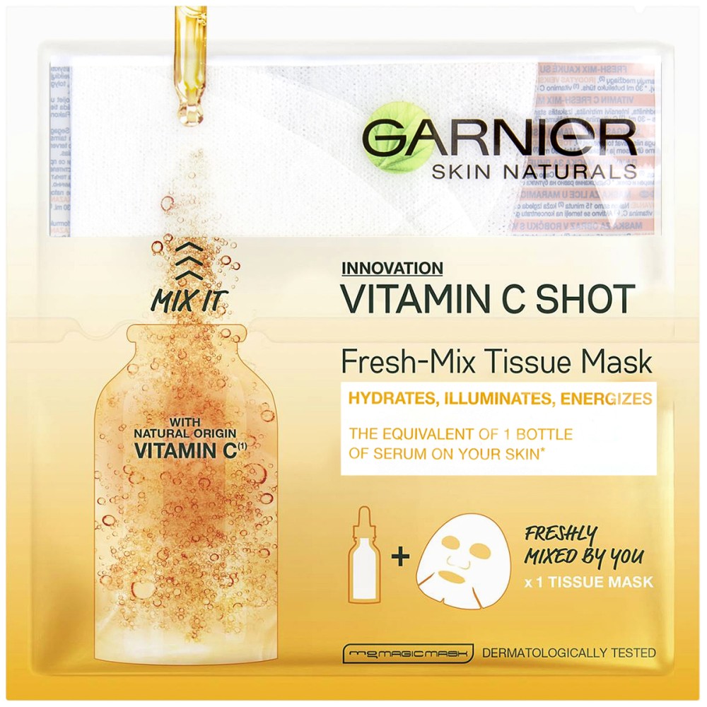 Garnier Vitamin C Shot Fresh-Mix Tissue Mask -         Vitamin C - 