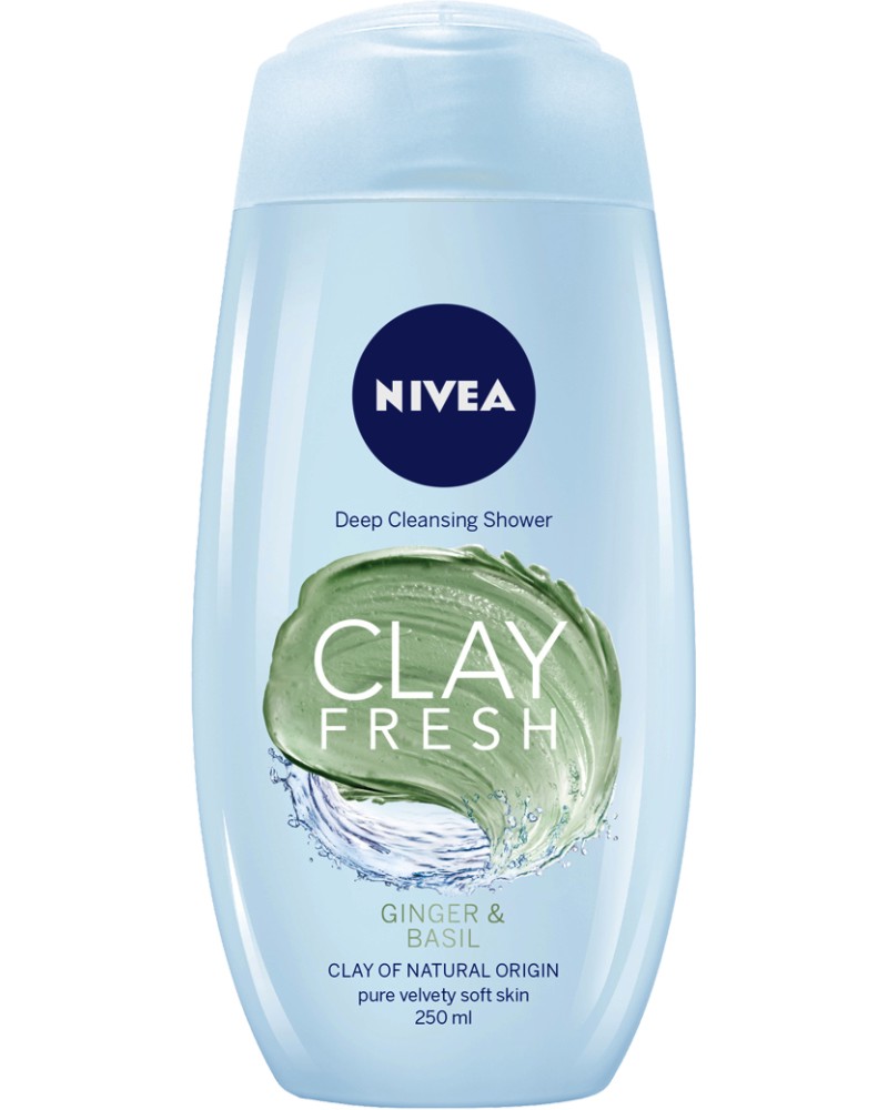 Nivea Clay Fresh Ginger & Basil Deep Cleansing Shower - Душ крем с глина и аромат на джинджифил и босилек - душ гел