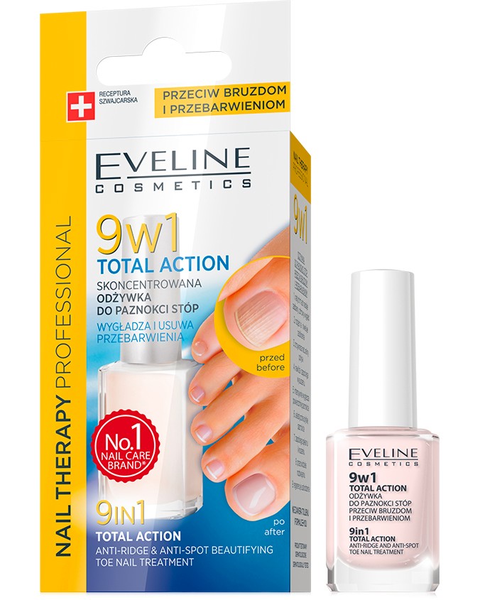 Eveline Total Action Toe Nail Treatment Eveline Total Action Toe Nail Treatment - Заздравител за нокти на краката от серията Swiss Recipe - продукт