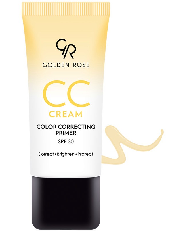 Golden Rose CC Cream Color Correcting Primer Yellow - SPF 30 Golden Rose CC Cream Color Correcting Primer Yellow - SPF 30 - Цветна основа за грим и CC крем 2 в 1 - продукт
