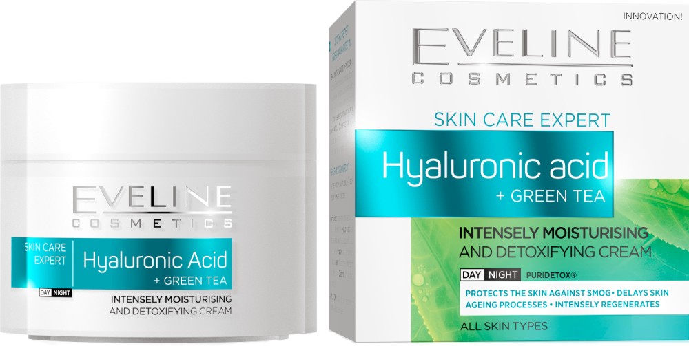 Eveline Skin Care Expert Hyaluronic Acid + Green Tea Day & Night Cream -           - 