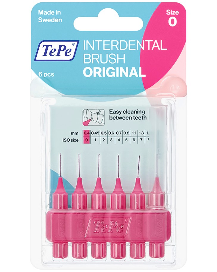 TePe Interdental Brush Original - 6 броя интердентални четки за зъби, 0.4 mm - четка