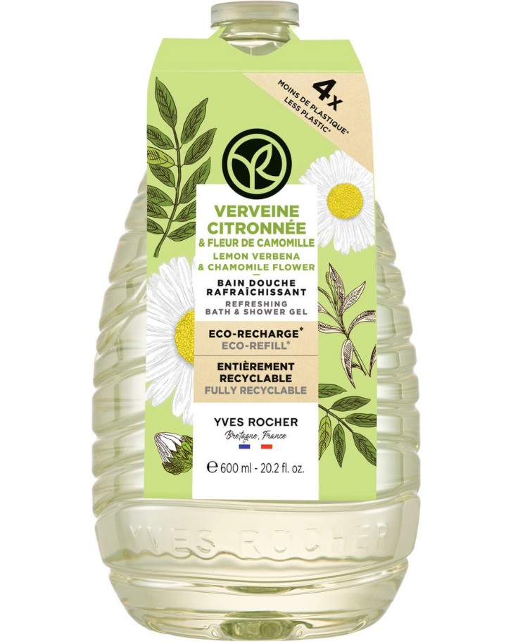 Yves Rocher Bath & Shower Gel Eco-Refill Yves Rocher Bath & Shower Gel Eco-Refill - Пълнител за душ гел с аромат на лимонова върбинка и лайка - душ гел