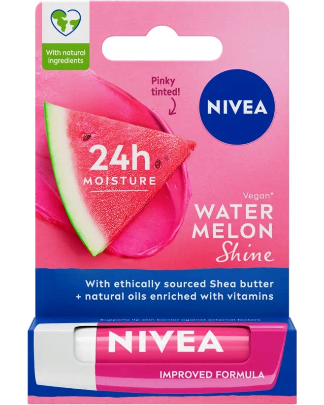 Nivea Watermelon Shine Lip Balm Nivea Watermelon Shine Lip Balm - Балсам за устни с аромат на диня - балсам
