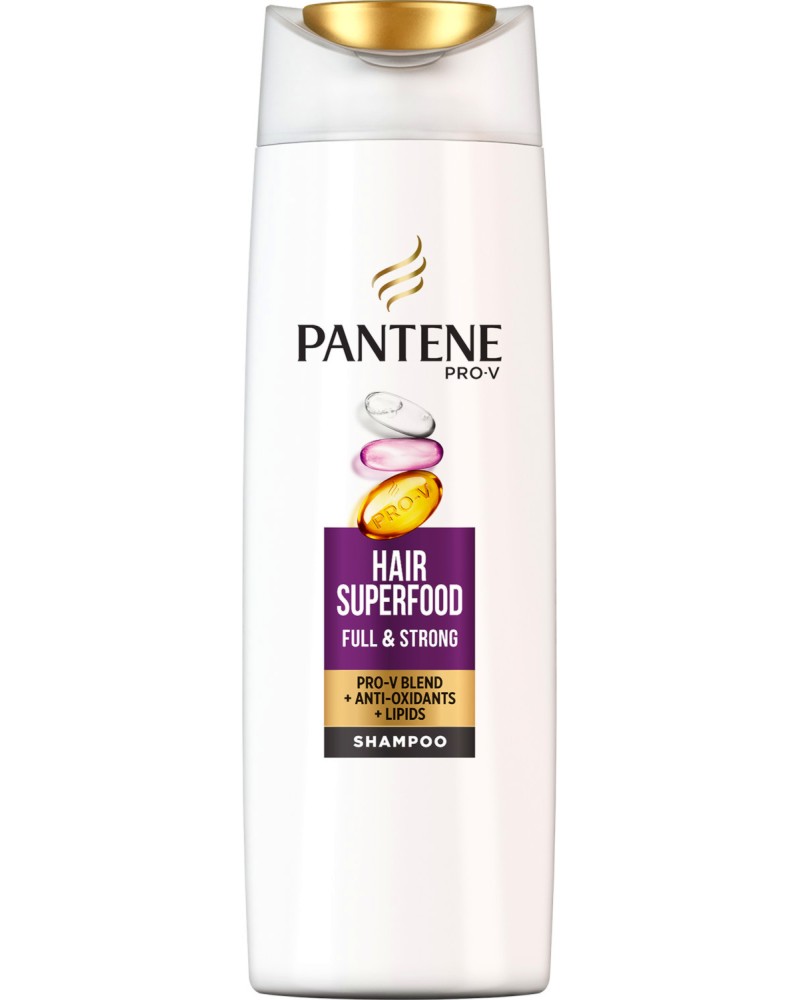 Pantene Hair Superfood Full & Strong Shampoo - Шампоан за слаба и тънка коса - шампоан