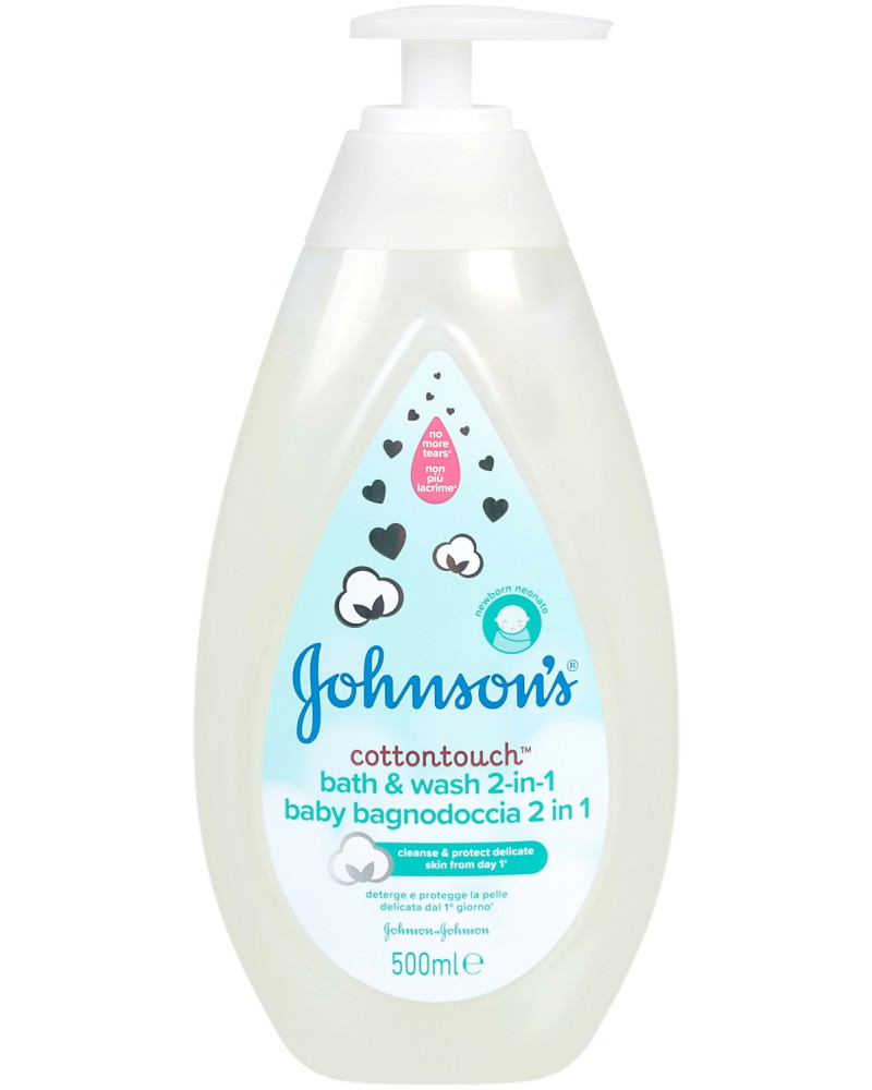 Johnson's Cottontouch Bath & Wash - Бебешки шампоан за коса и тяло от серията Cottontouch - шампоан