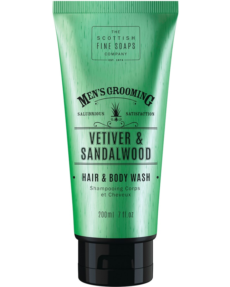 Scottish Fine Soaps Men's Grooming Vetiver & Sandalwood Hair & Body Wash - Мъжки шампоан за коса и тяло от серията Men's Grooming - продукт