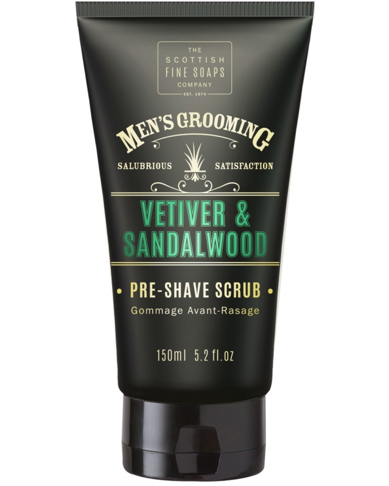 Scottish Fine Soaps Men's Grooming Vetiver & Sandalwood Pre-Shave Scrub -         "Men's Grooming" - 