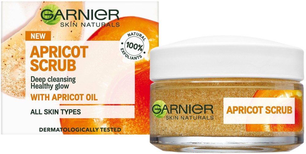 Garnier Skin Naturals Apricot Scrub - ����� � ����� �� ���� 2 � 1 � ����� �� �������� ����  �� ������� "Skin Naturals" - �������