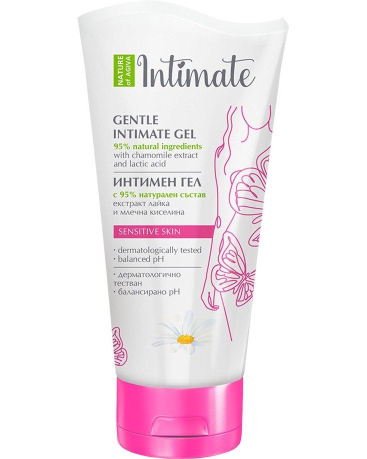 Nature of Agiva Intimate Sensitive Skin Washing Gel Nature of Agiva Intimate Sensitive Skin Washing Gel - Интимен измиващ гел с млечна киселина и лайка - гел