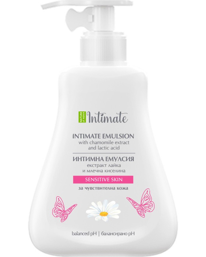 Nature of Agiva Intimate Sensitive Skin Emulsion Nature of Agiva Intimate Sensitive Skin Emulsion - Измиваща емулсия за интимна хигиена с лайка - продукт