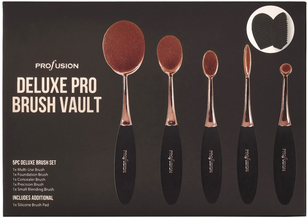 Profusion Cosmetics Deluxe Pro Brush Vault - �������� �� 5 ����� �� ���� � ���������� �������� �� ���������� - �������