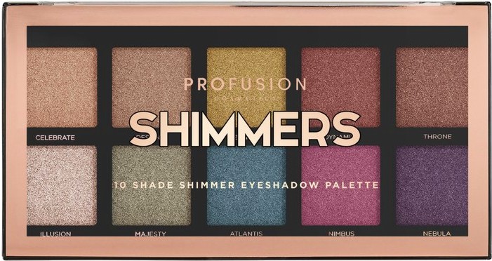 Profusion Cosmetics Shimmers Eyeshadow Palette -   10     - 