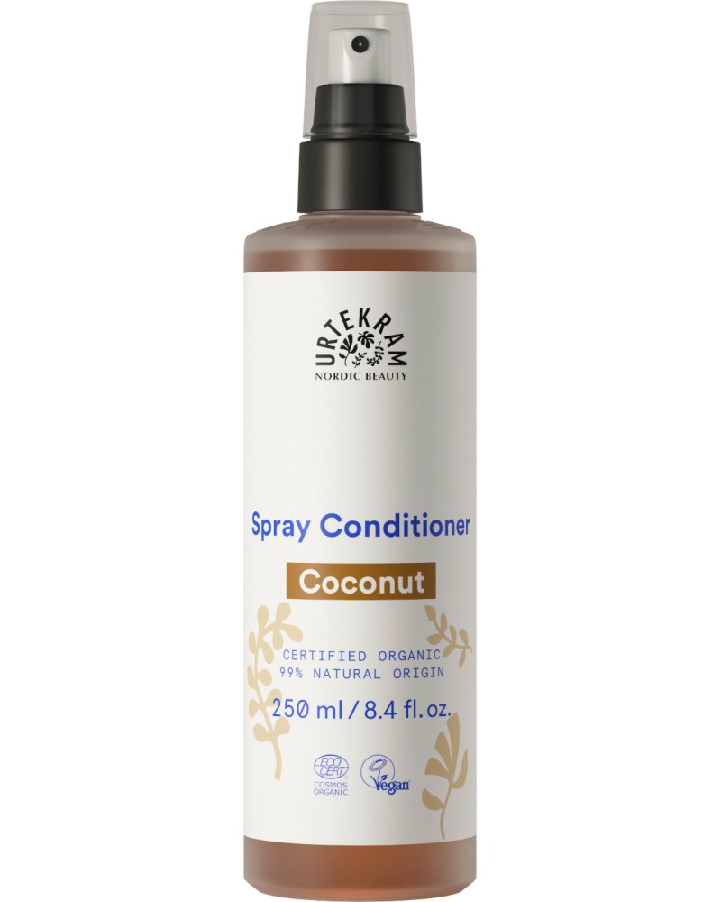 Urtekram Coconut Spray Conditioner - Био спрей балсам за нормална коса с кокос от серията Coconut - балсам