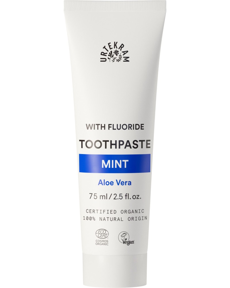 Urtekram Mint Fluoride Toothpaste - Био паста за зъби с флуорид и мента - паста за зъби