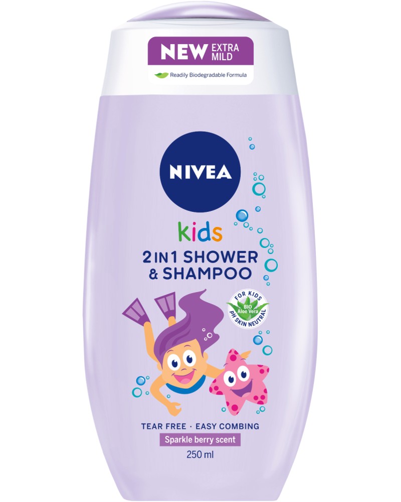 Nivea Kids 2 in 1 Shower & Shampoo -      2  1   Nivea Kids - 