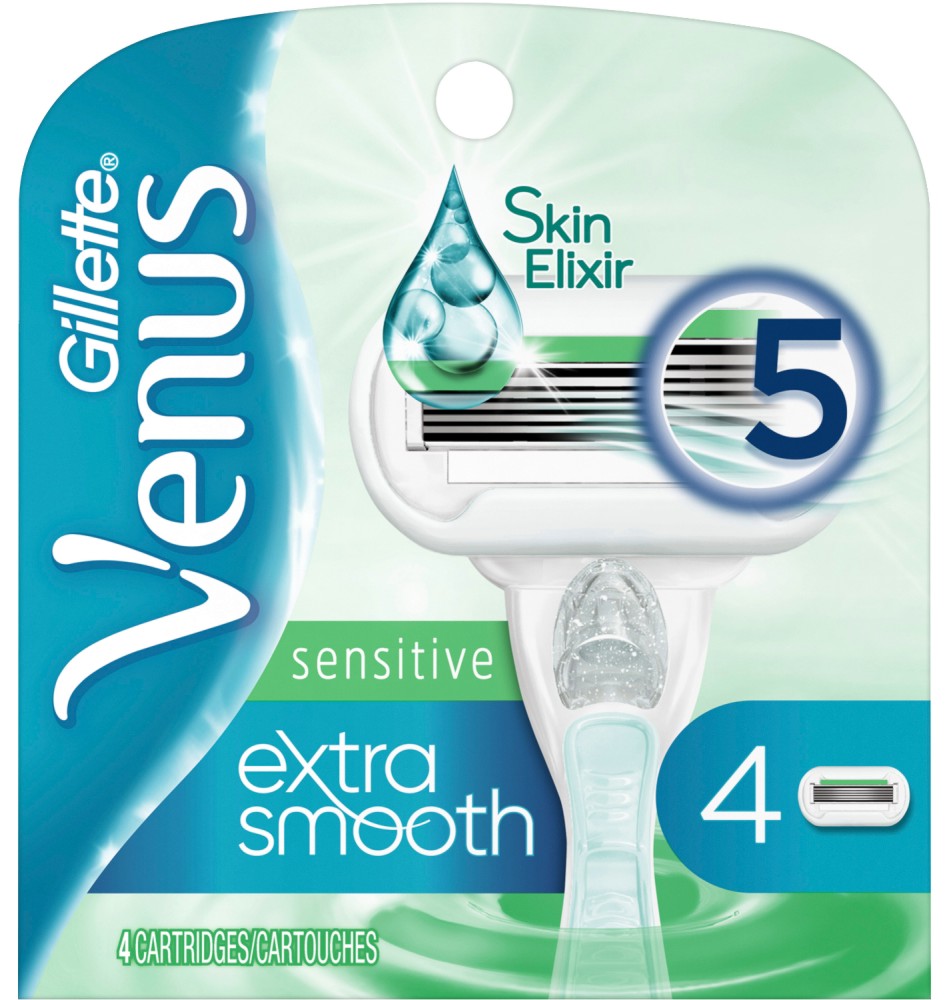 Gillette Venus Extra Smooth Sensitive - Резервни ножчета в опаковка от 4 броя от серията "Venus" - продукт