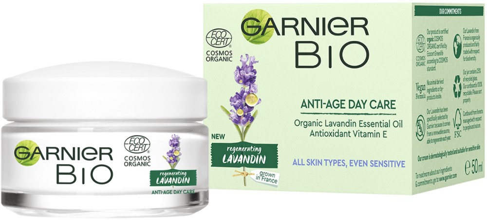 Garnier Bio Lavandin Anti-Age Day Cream - Крем за лице против стареене от серията Garnier Bio - крем
