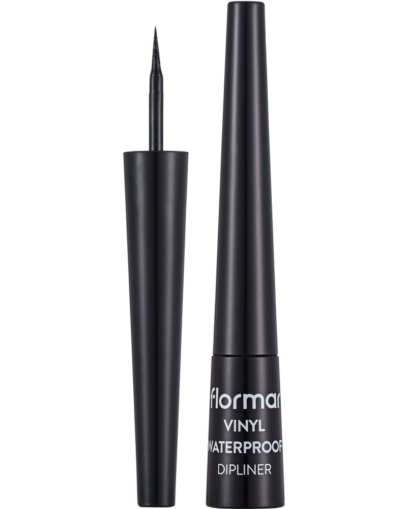 Flormar Vinyl Waterproof Dipliner Flormar Vinyl Waterproof Dipliner - Водоустойчива очна линия с лъскав ефект - очна линия