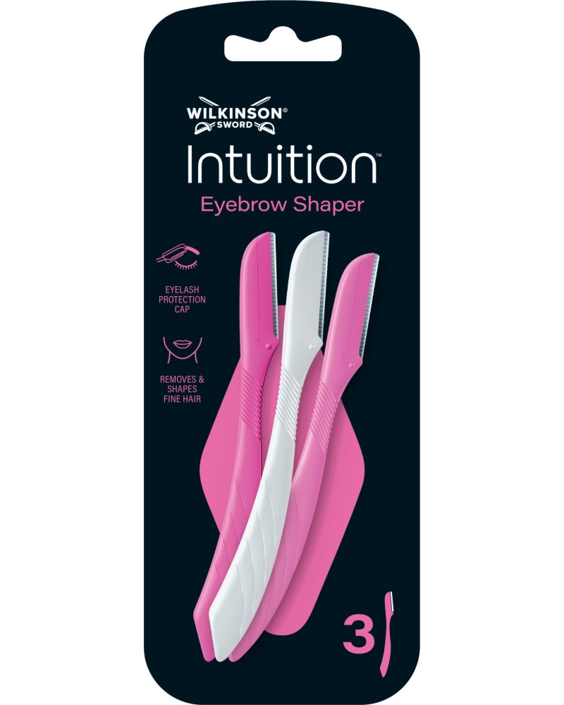 Wilkinson Sword Intuition Eyebrow Shaper Wilkinson Sword Intuition Eyebrow Shaper - Ножче за вежди и лице, 3 броя - продукт