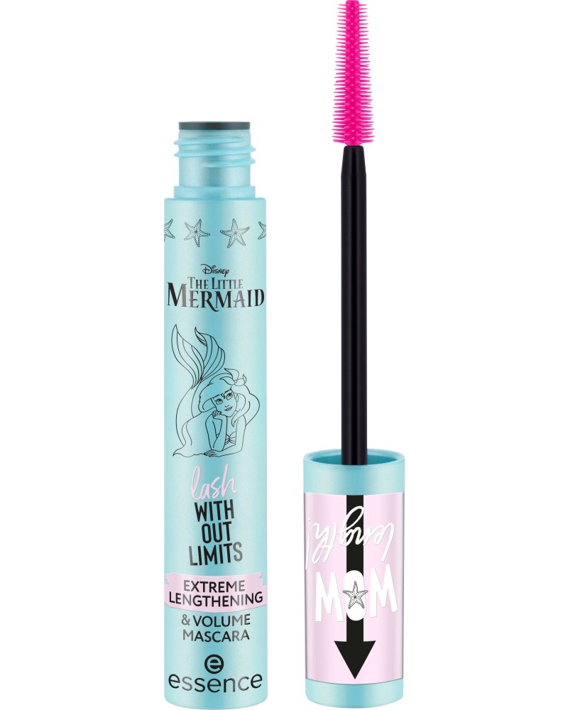 Essence Disney The Little Mermaid Lash Without Limits Mascara Essence Disney The Little Mermaid Lash Without Limits Mascara - Спирала за екстремна дължина и обем от серията Disney The Little Mermaid - спирала