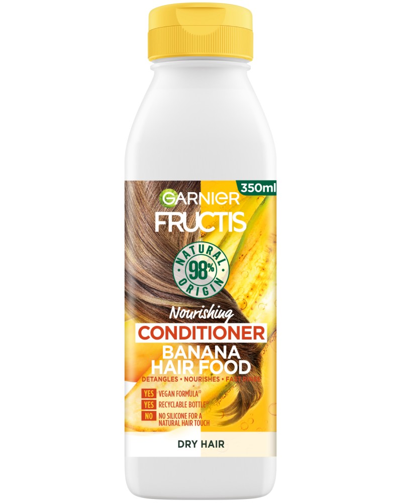 Garnier Fructis Hair Food Banana Conditioner - Подхранващ балсам за суха коса с банан от серията Hair Food - балсам