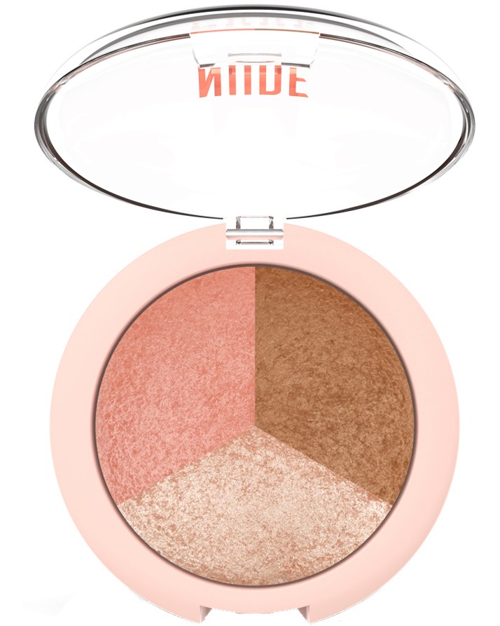 Golden Rose Nude Look Baked Trio Face Powder -       Nude Look - 