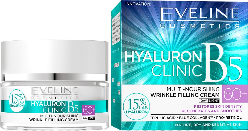 Eveline Hyaluron Clinic B5 Wrinkle Multi-Nourishing Filling Cream 60+ -        "Hyaluron Clinic B5" - 
