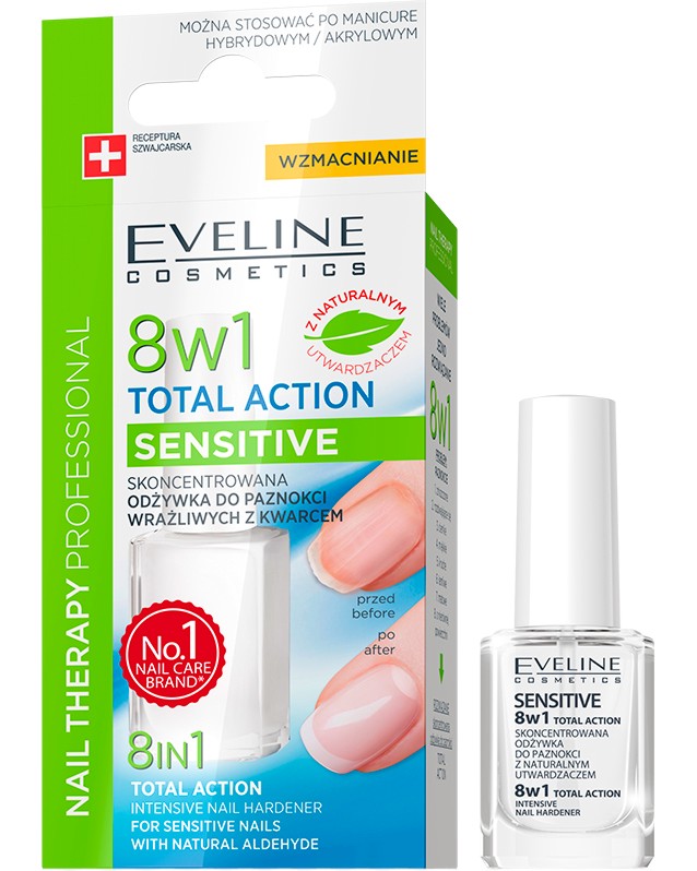 Eveline 8 in 1 Total Action Sensitive Nail Therapy -    8  1   Swiss Recipe - 