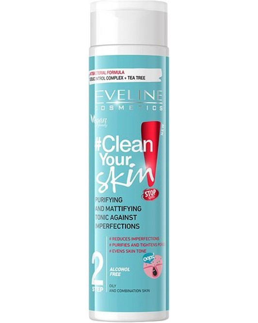 Eveline Clean Your Skin Purifying & Mattifying Tonic - ��������� ������� ����� �� ����� � ��������� ���� �� ������� Clean Your Skin - �����