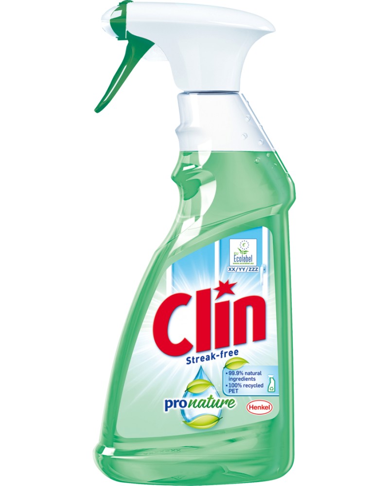 Почистващ препарат за стъкло Clin ProNature - 500 ml, с натурални съставки - продукт