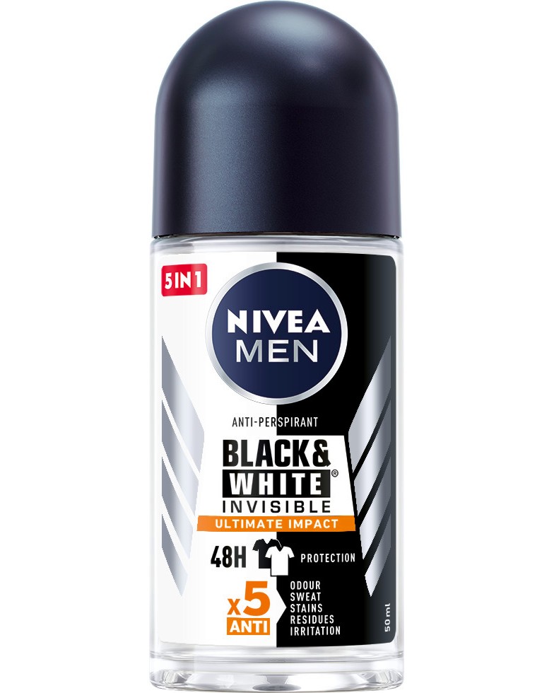 Nivea Black & White Ultimate Impact Anti-Perspirant Roll-On -        Black & White - 