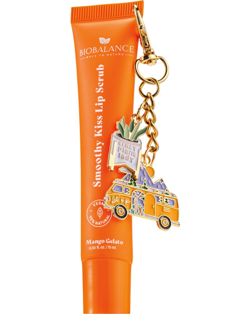 BioBalance Mango Gelato Smoothy Kiss Lip Scrub BioBalance Mango Gelato Smoothy Kiss Lip Scrub - Захарен скраб за устни с аромат на манго и талисман - продукт