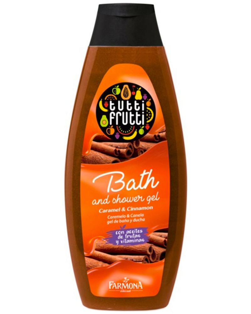 Farmona Tutti Frutti Bath & Shower Gel - Душ гел и пяна за вана 2 в 1 с аромат на карамел и канела от серията Tutti Frutti - продукт