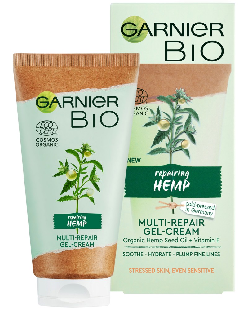 Garnier Bio Hemp Multi-Repair Gel-Cream - Гел крем за лице с коноп от серията Garnier Bio - крем