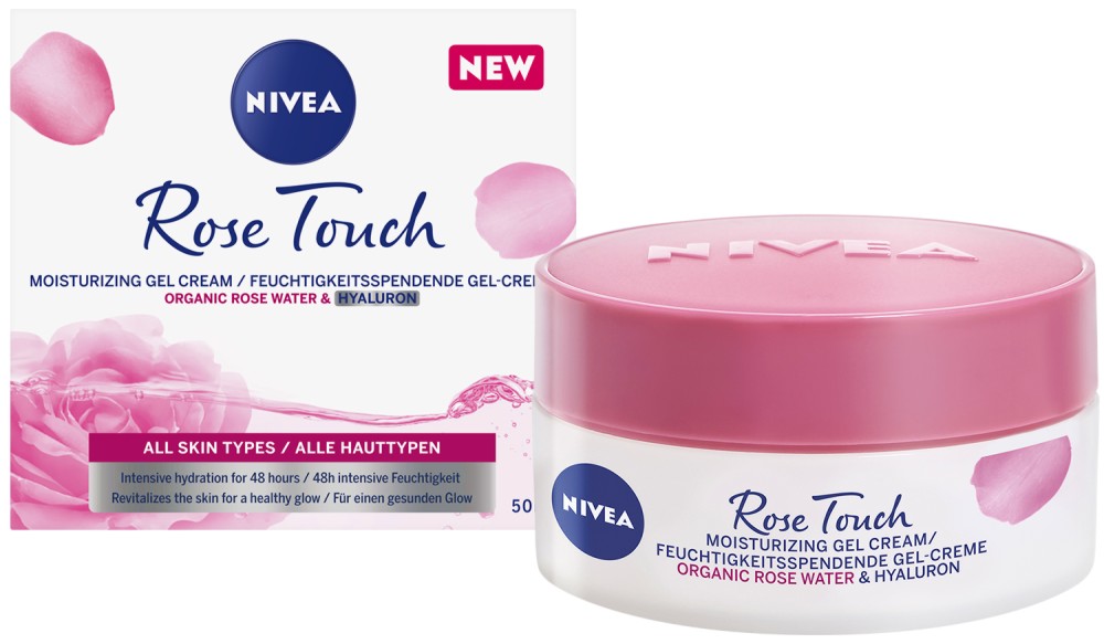 Nivea Rose Touch Moisturising Gel Cream - Хидратиращ гел крем с розова вода от серията Rose Touch - крем