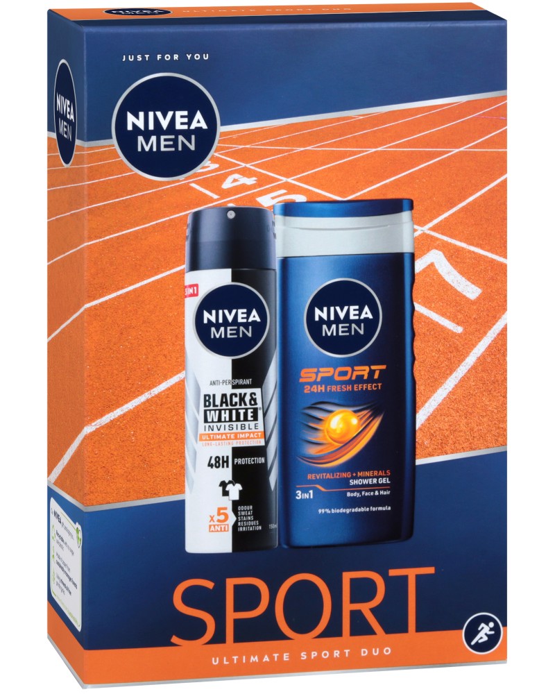 Подаръчен комплект Nivea Men Sport - Душ гел и дезодорант - продукт