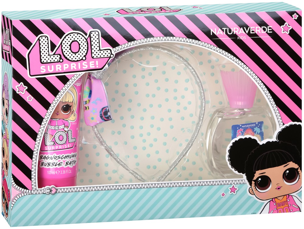 Подаръчен комплект за момиче L.O.L. - Парфюм, пяна за вана и диадема на тема L.O.L. Surprise - продукт