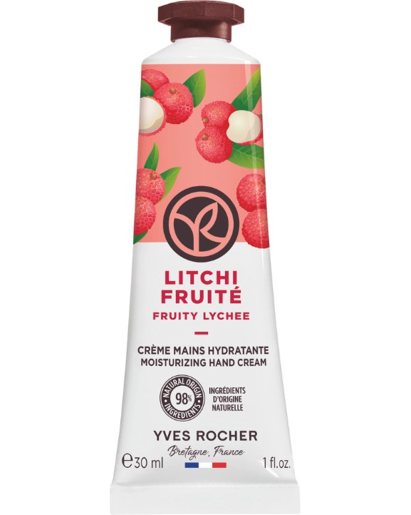 Yves Rocher Fruity Lychee Moisturizing Hand Cream Yves Rocher Fruity Lychee Moisturizing Hand Cream - Овлажняващ крем за ръце с аромат на плодово личи от серията Fruity Lychee - крем