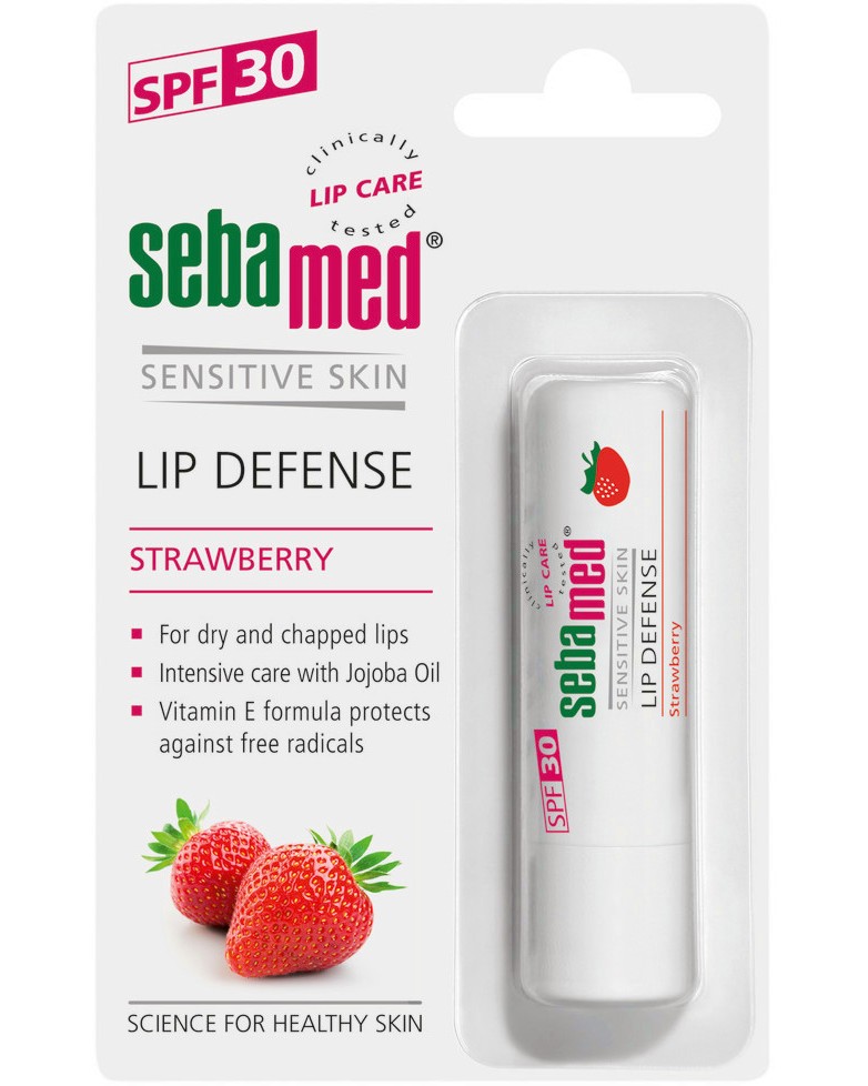 Sebamed Strawberry Lip Defence SPF 30 Sebamed Strawberry Lip Defence SPF 30 - Защитен балсам за устни с аромат на ягода - балсам