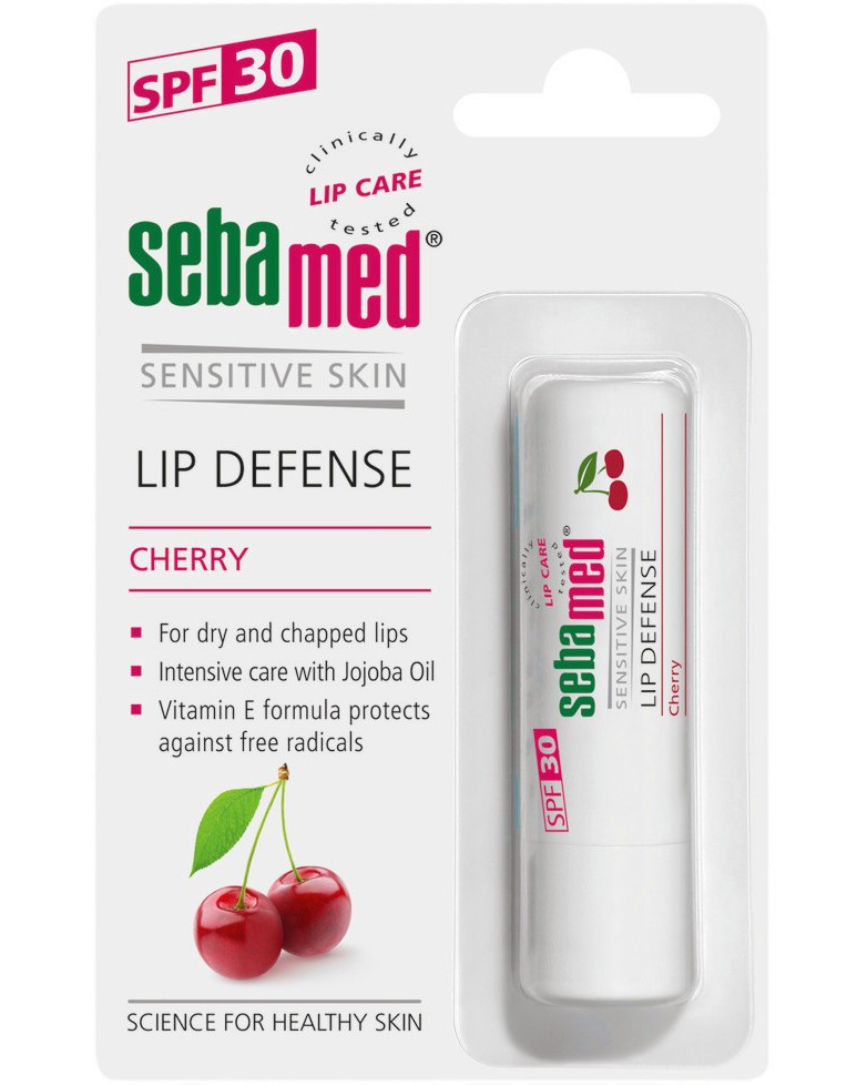 Sebamed Cherry Lip Defence SPF 30 Sebamed Cherry Lip Defence SPF 30 - Защитен балсам за устни с аромат на череша - балсам